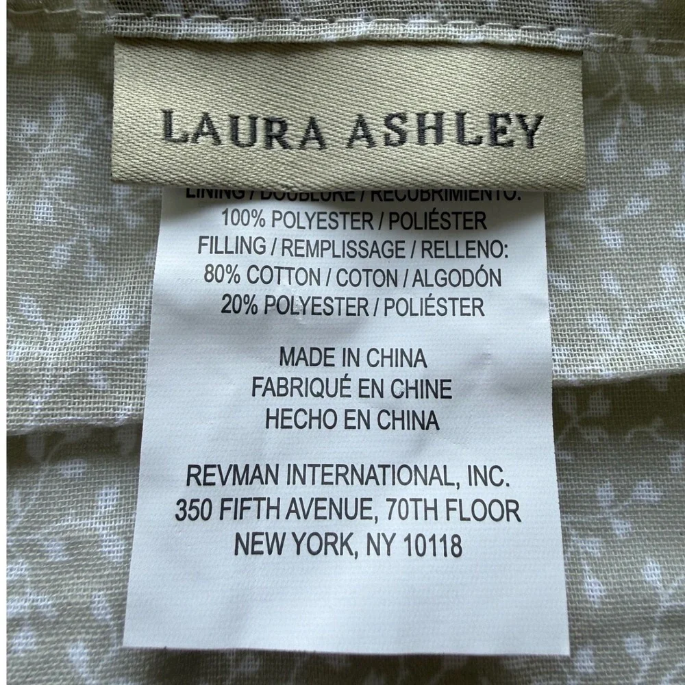Laura Ashley Amberley King Pillow Sham Pair 2 Taupe Beige Floral Toile Quilted